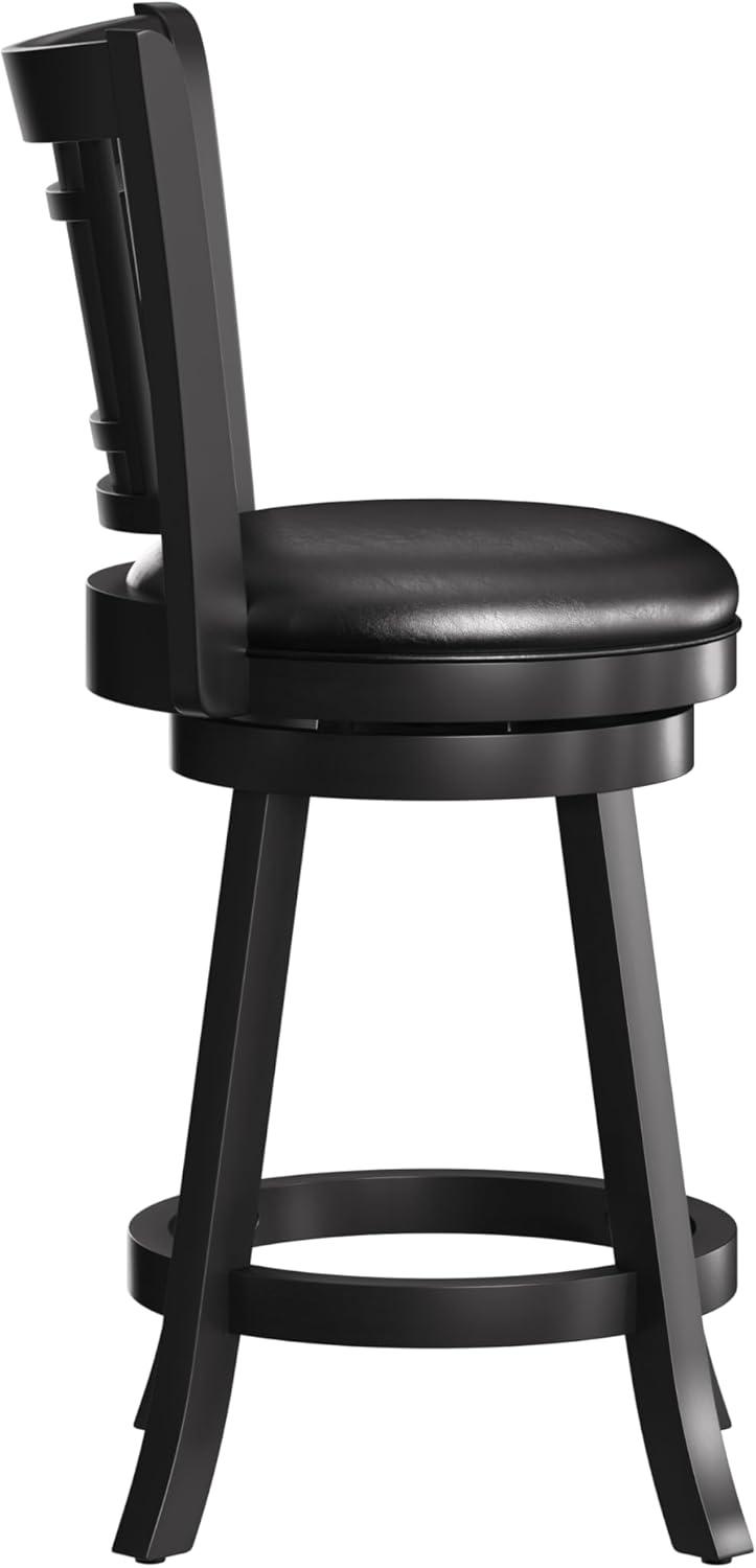 Hillsdale Furniture Fairfox Wood Counter Height Swivel Stool, Black with Black Faux Leather