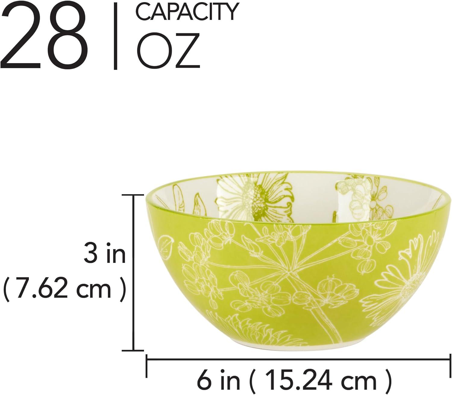 Botanical Set of 6 All Purpose Bowl 6.25in 6 asst 6.25in Diam x 3in 30oz