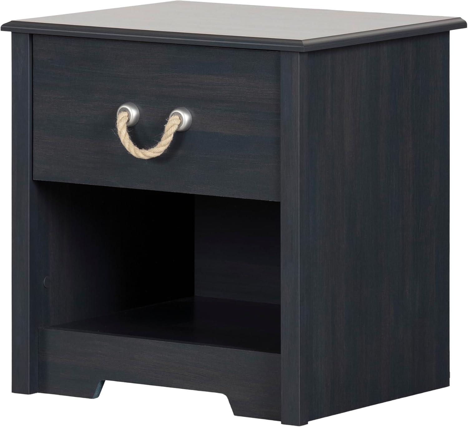 Coastal Blueberry 1-Drawer Nightstand with Rope Handle