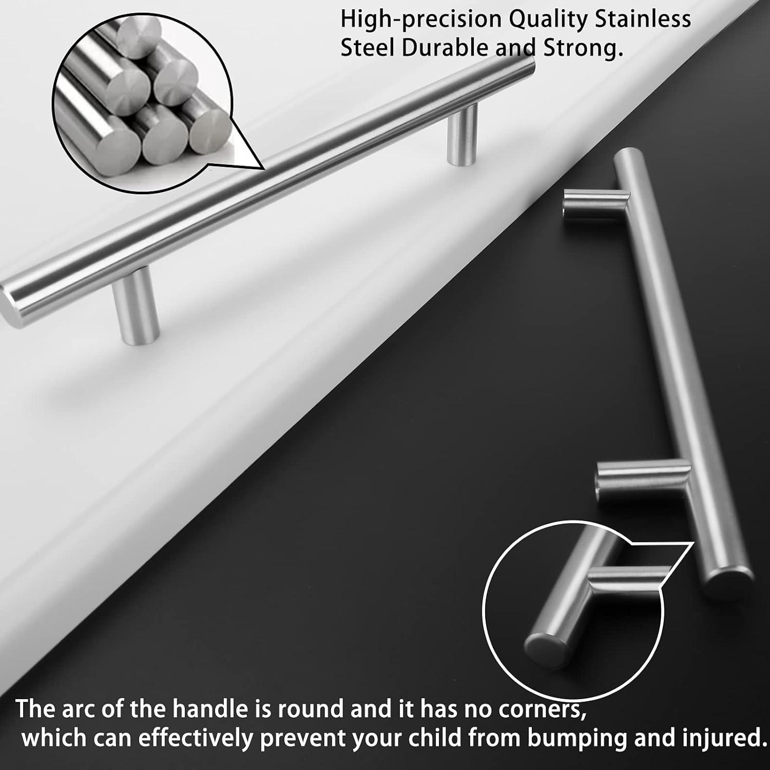 homdiy 10 Pack Brushed Nickel Cabinet Pulls 3 Inch Kitchen Cabinet Handles Stain Steel Cabinet Hardware for Kitchen and Bathroom Cabinets, 5 Inch Overall Drawer Pull