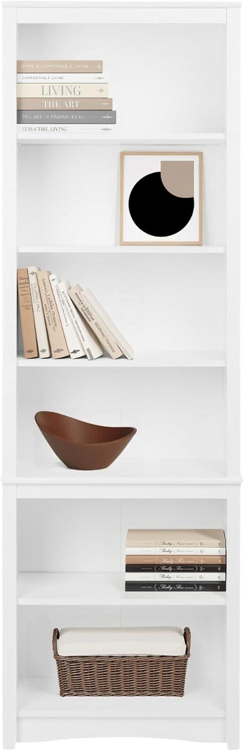 80" Tall Bookshelf White - Prepac: Laminated 6-Shelf Storage, Modern Design