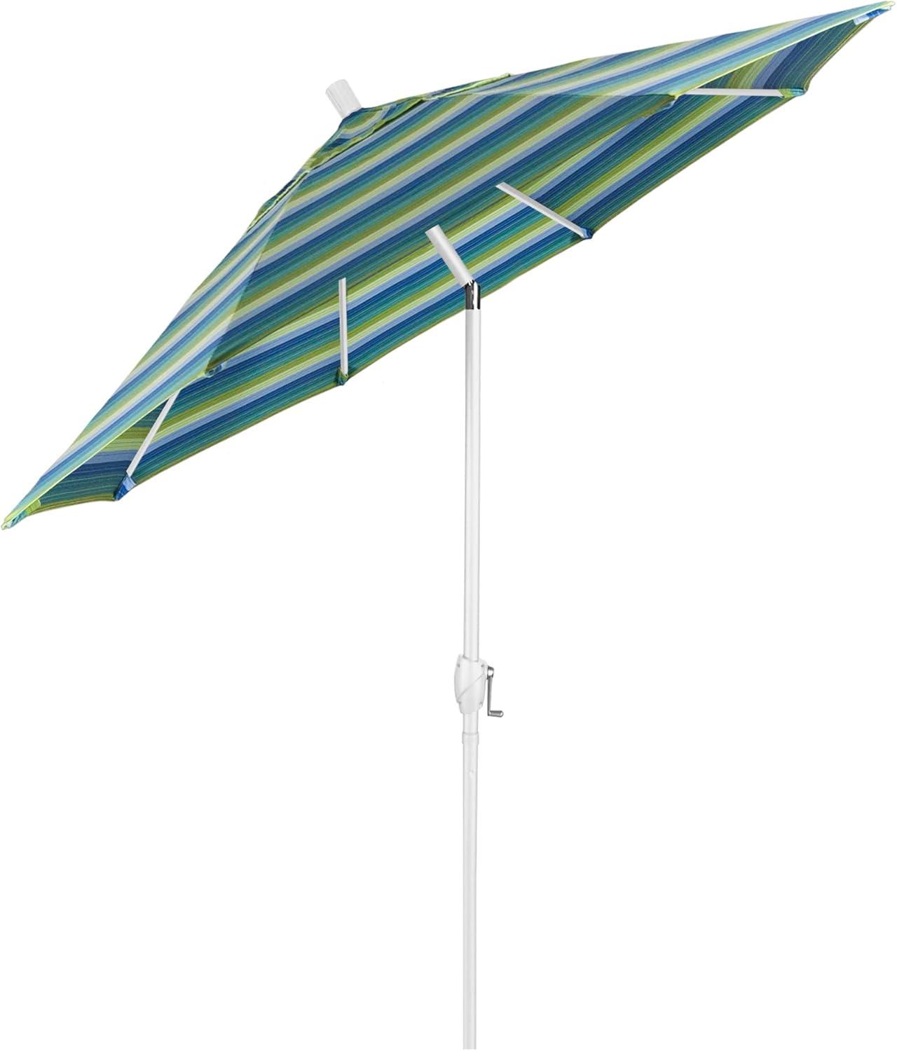 9-Foot Seville Seaside Blue and White Aluminum Patio Umbrella