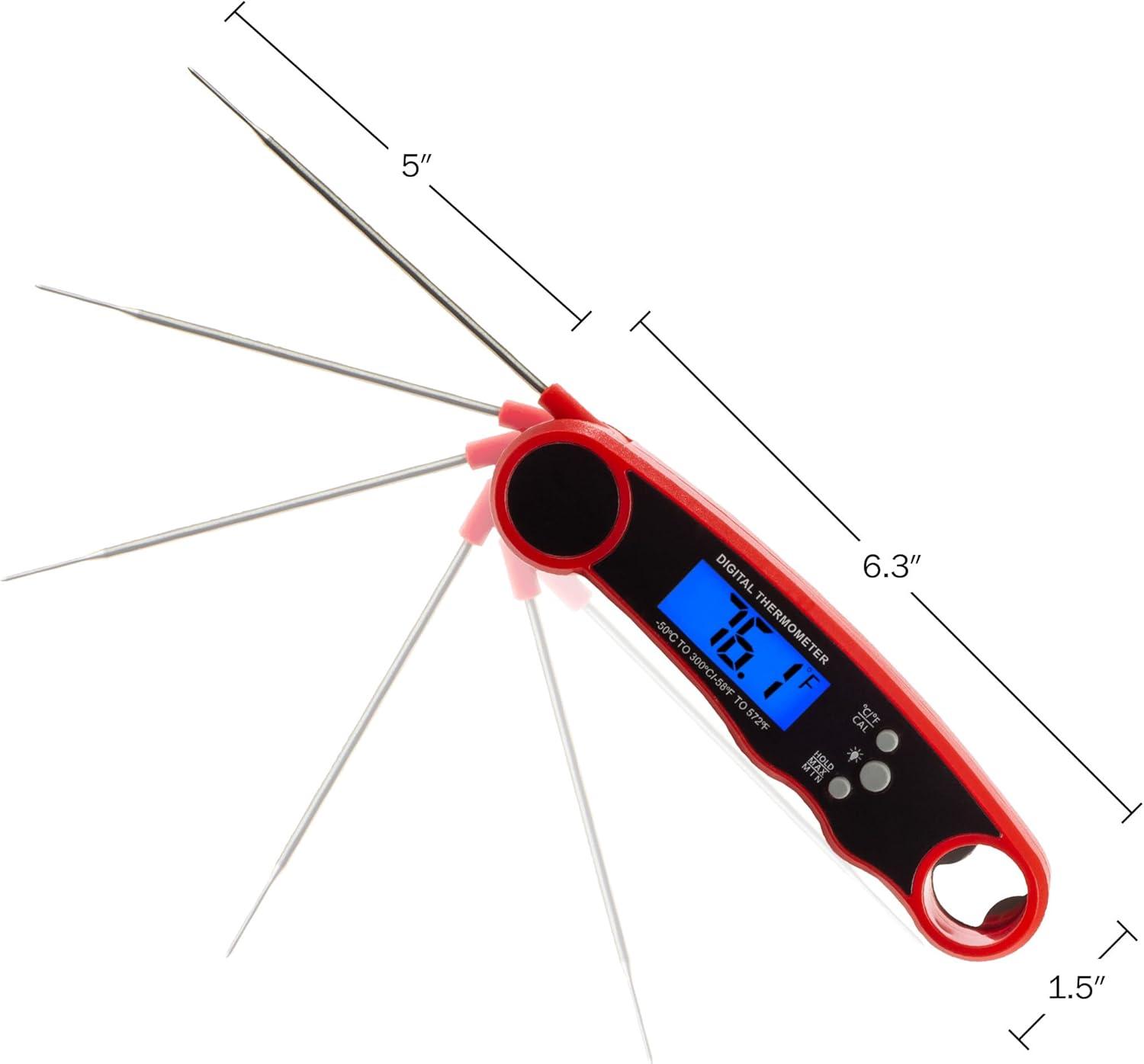 Red Water-Resistant Digital Wireless Meat Thermometer