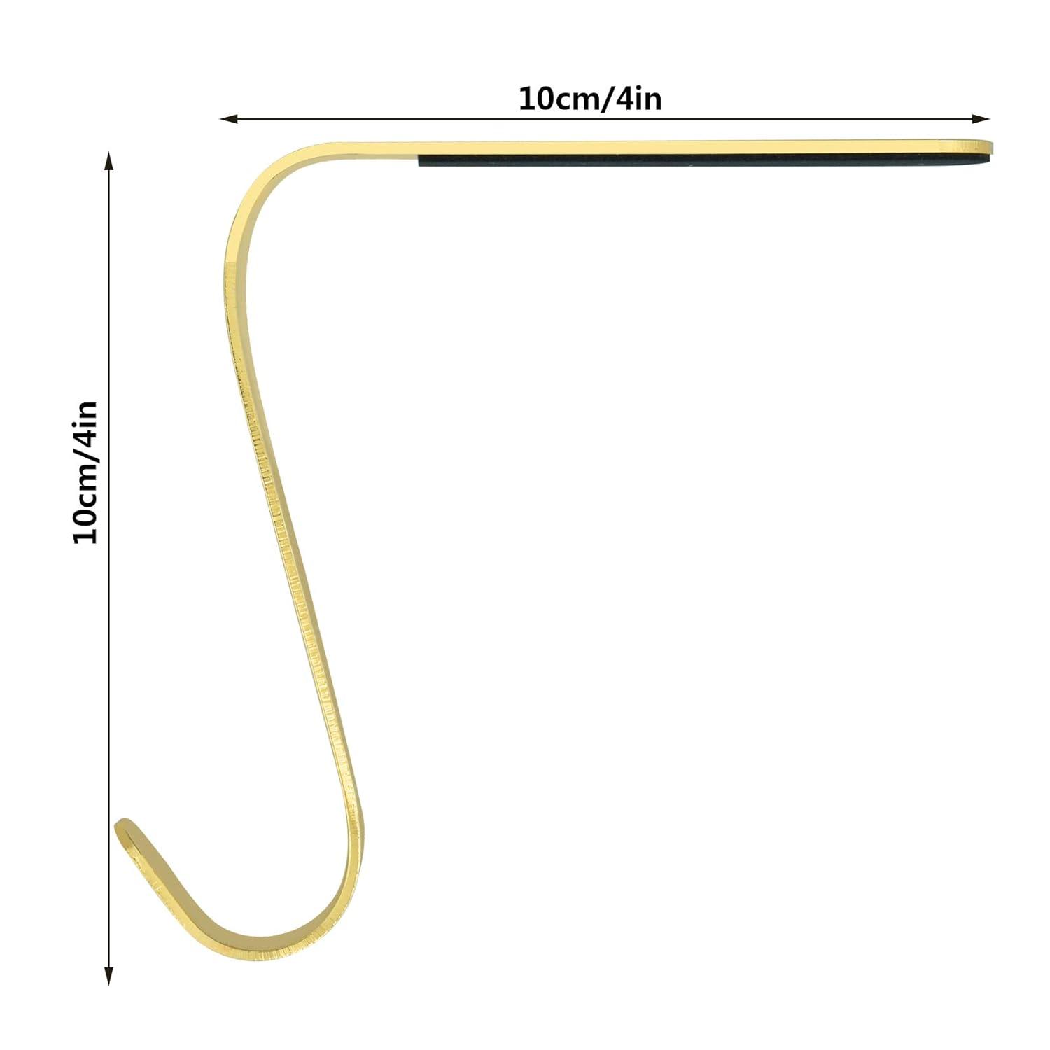 GUOOL 4 Pieces Stocking Holders Christmas Ornament Hooks Desktop Decor Xmas Hooks Metal Hanging Hooks for Christmas Tree Decoration Gold