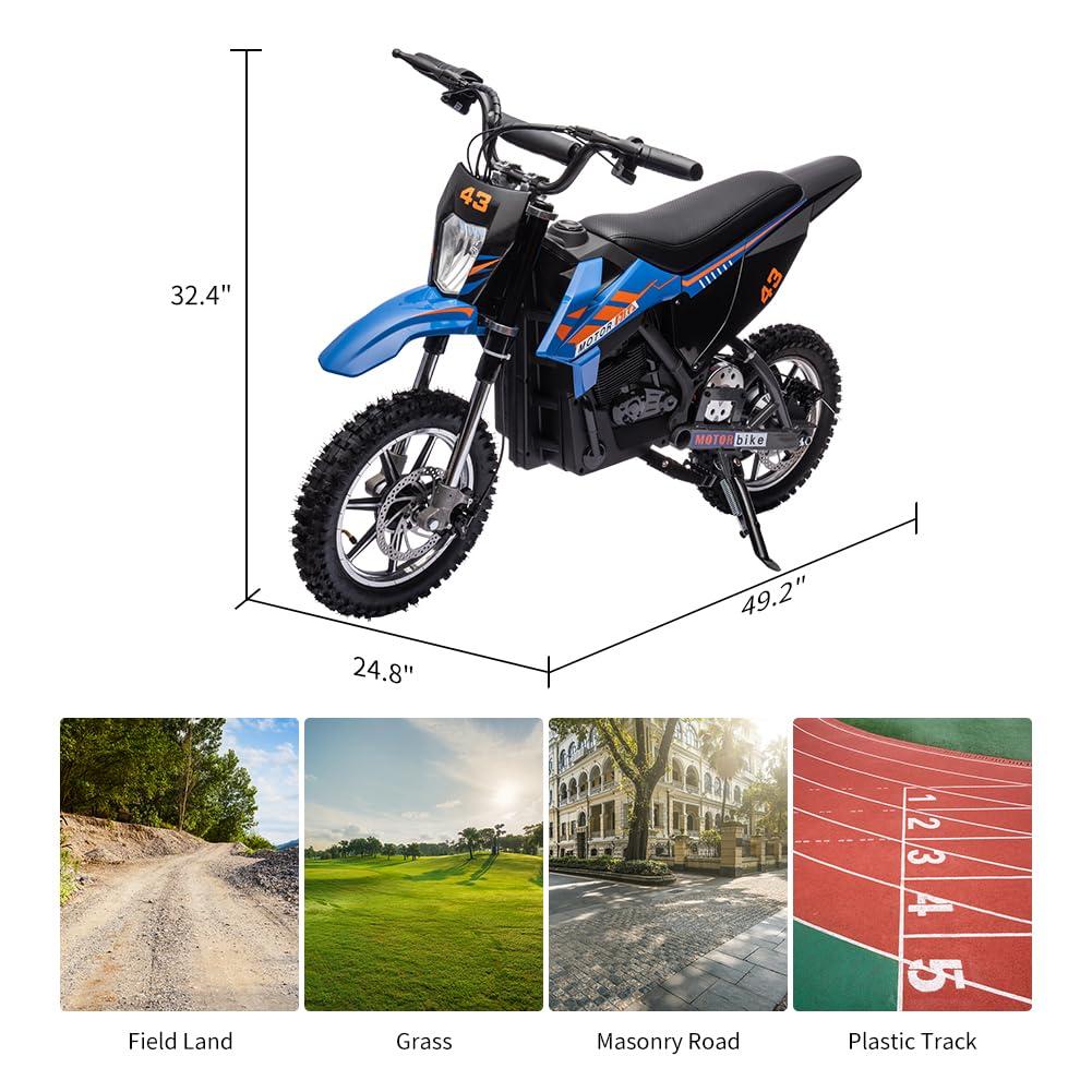 Blue 36V Electric Dirt Bike with LED Headlight