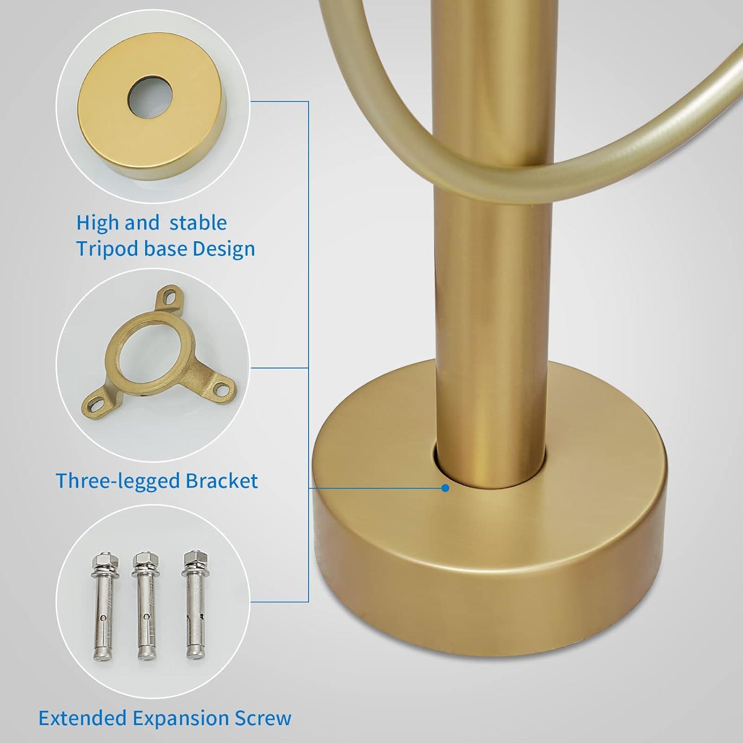 Brushed Gold Solid Brass Freestanding Bathtub Faucet with Handheld Shower