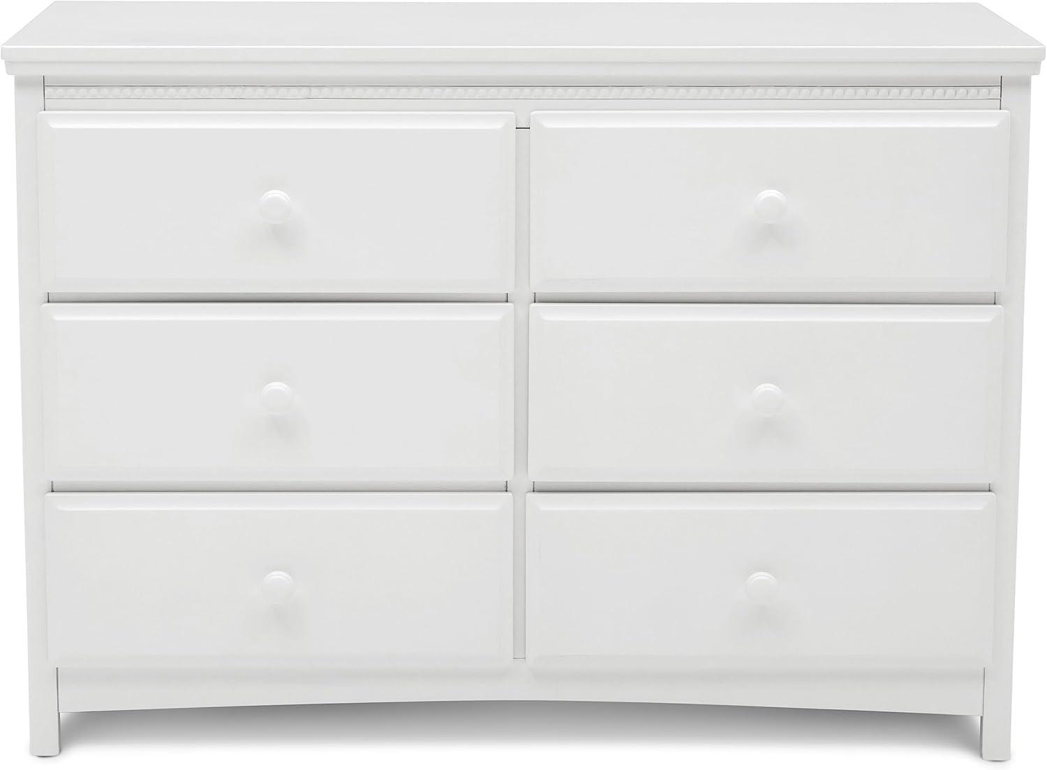 Bianca White 6-Drawer Nursery Dresser with Interlocking Drawers