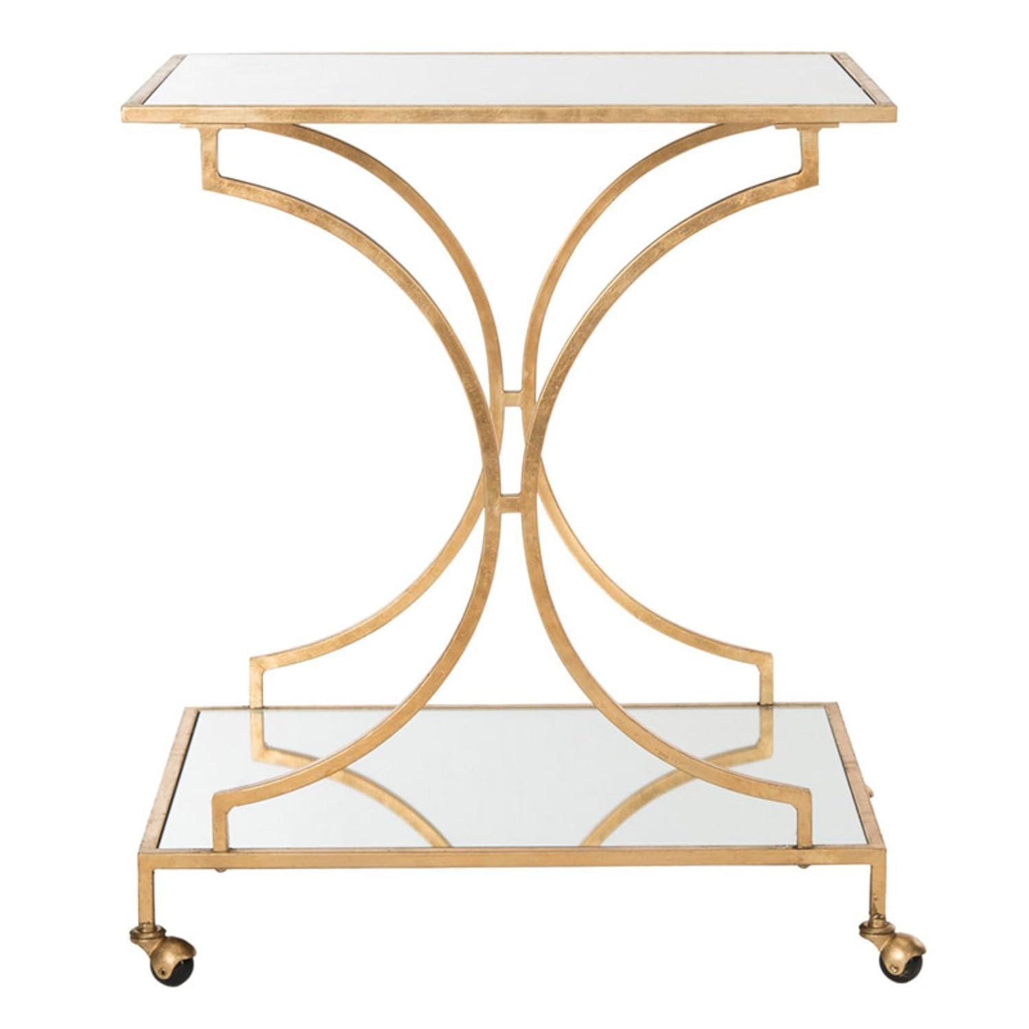 Ignatius Bar Cart - FOX2555B - Gold/Mirror - Safavieh