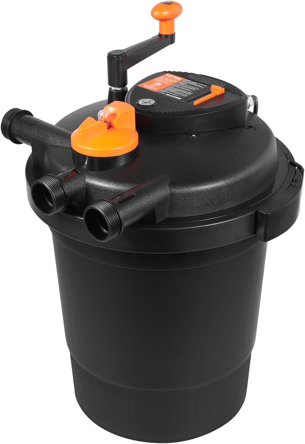 KFFKFF Biological Pressure Pond Filter, Suitable for 3200 Gallons, Equipped with 13W UV-C Lamp, 2630 GPH, Pressurized Pond Filtration System Equipment for Fountain Pool