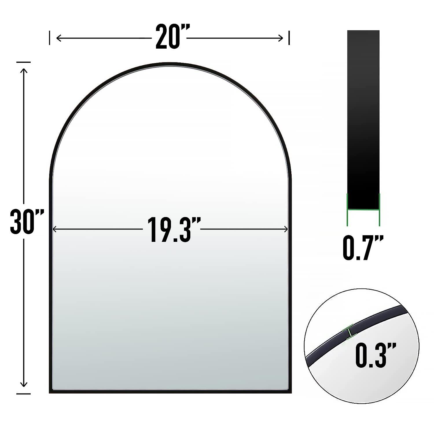 Luxhomez 36" x 24" Arch Wall Mirror for Vanity/ Bathroom, Metal Bathroom Mirror with Waterproof Aluminum Alloy Frame, Gold