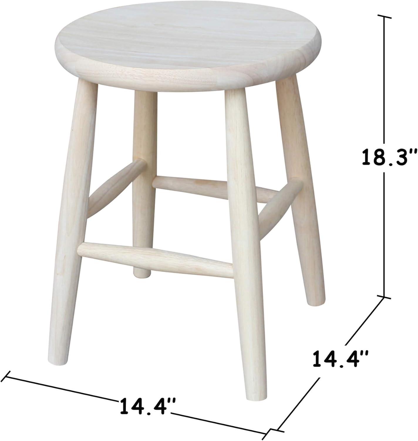 Scooped Seat Counter Height Barstool Brown - International Concepts: Solid Parawood, Kitchen, Unfinished