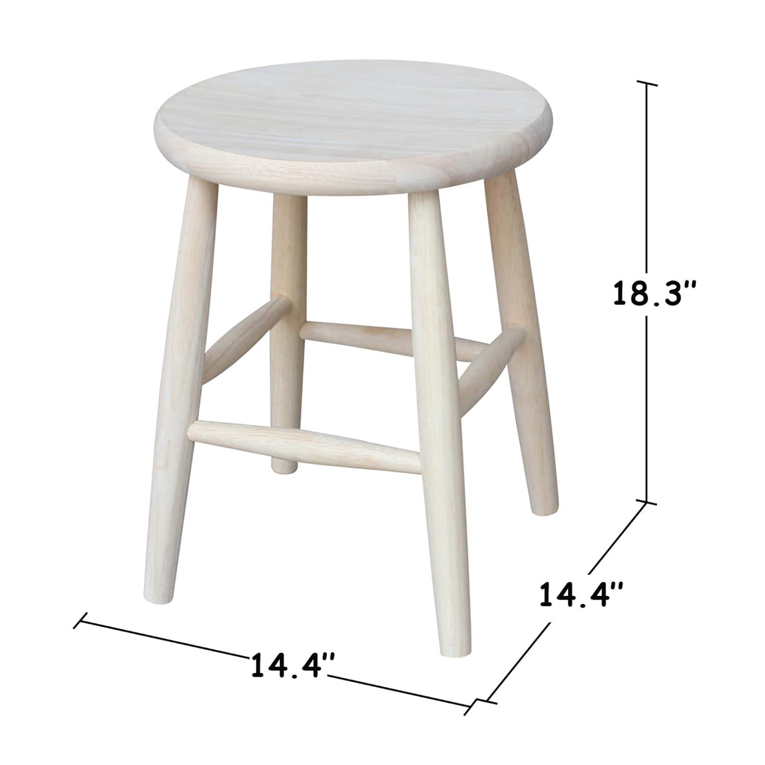 24" Scooped Seat Counter Height Barstool Unfinished - International Concepts: Solid Wood, Round, Backless