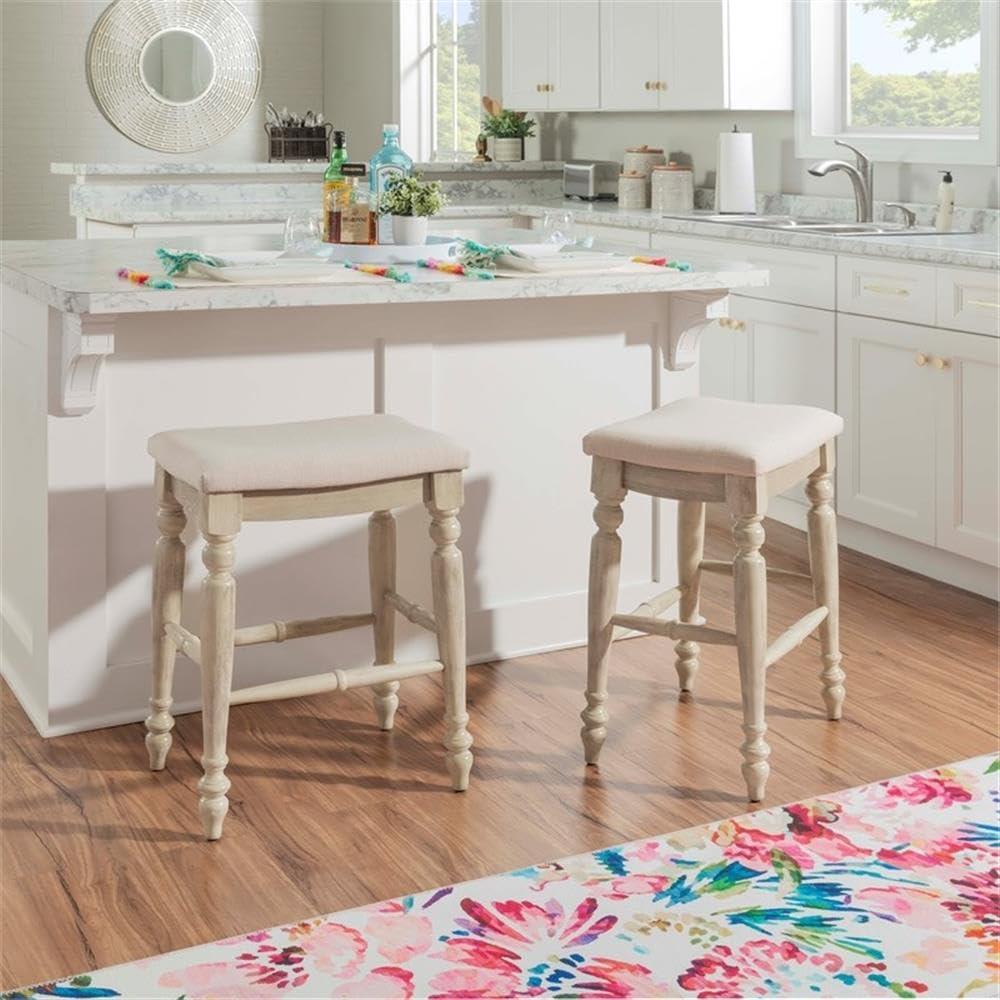 Kelly Clarkson Home Jordyn Backless Upholstered Wood Counter & Bar Stool