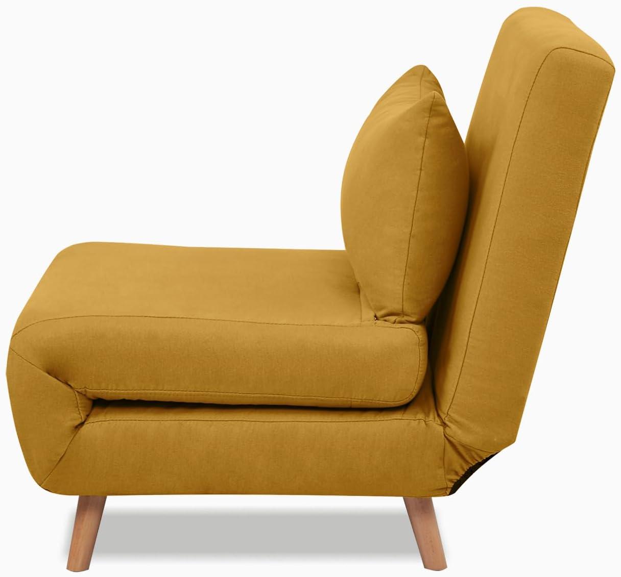A&D Home Tustin Polyester Convertible Futon Chair, Yellow
