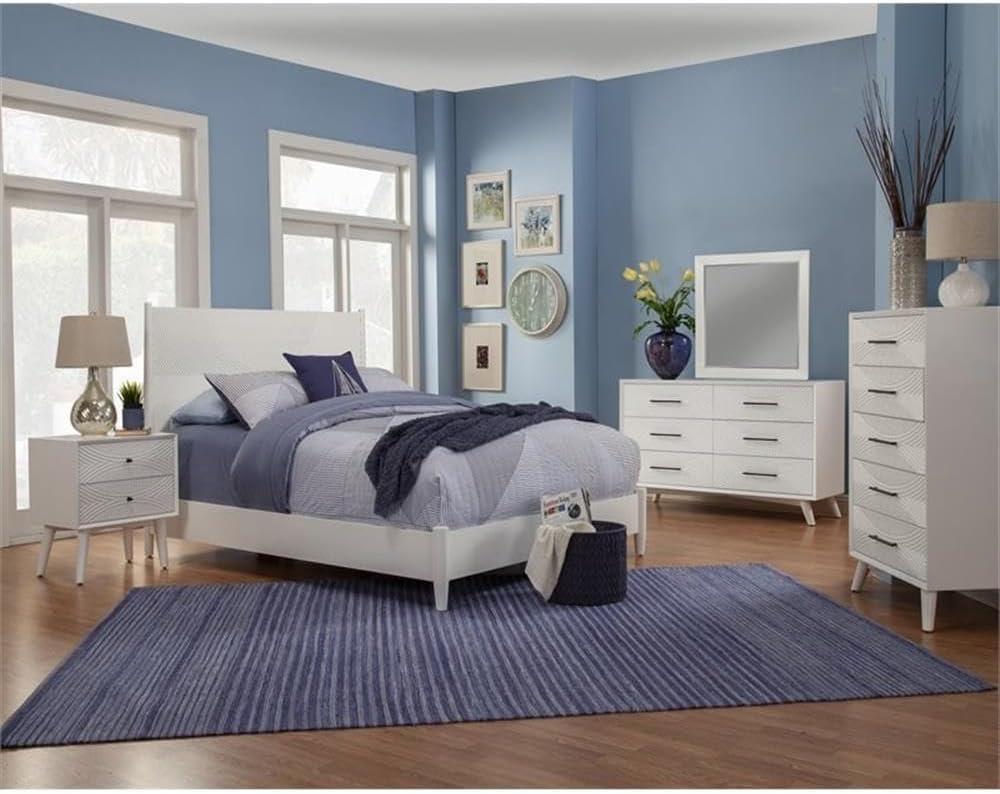 Alpine Furniture Tranquility 2 Drawer Nightstand, 22" W X 16" D X 26" H, white