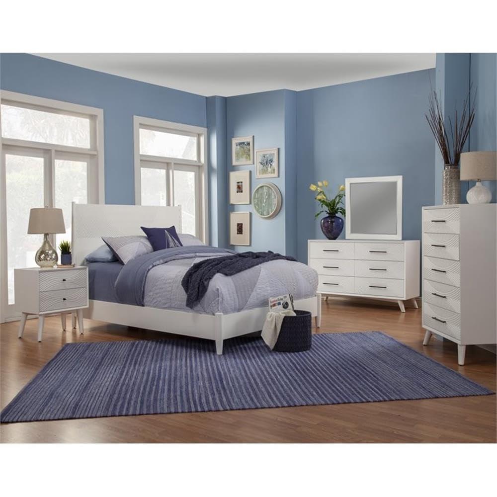Alpine Furniture Tranquility 2 Drawer Nightstand, 22" W X 16" D X 26" H, white