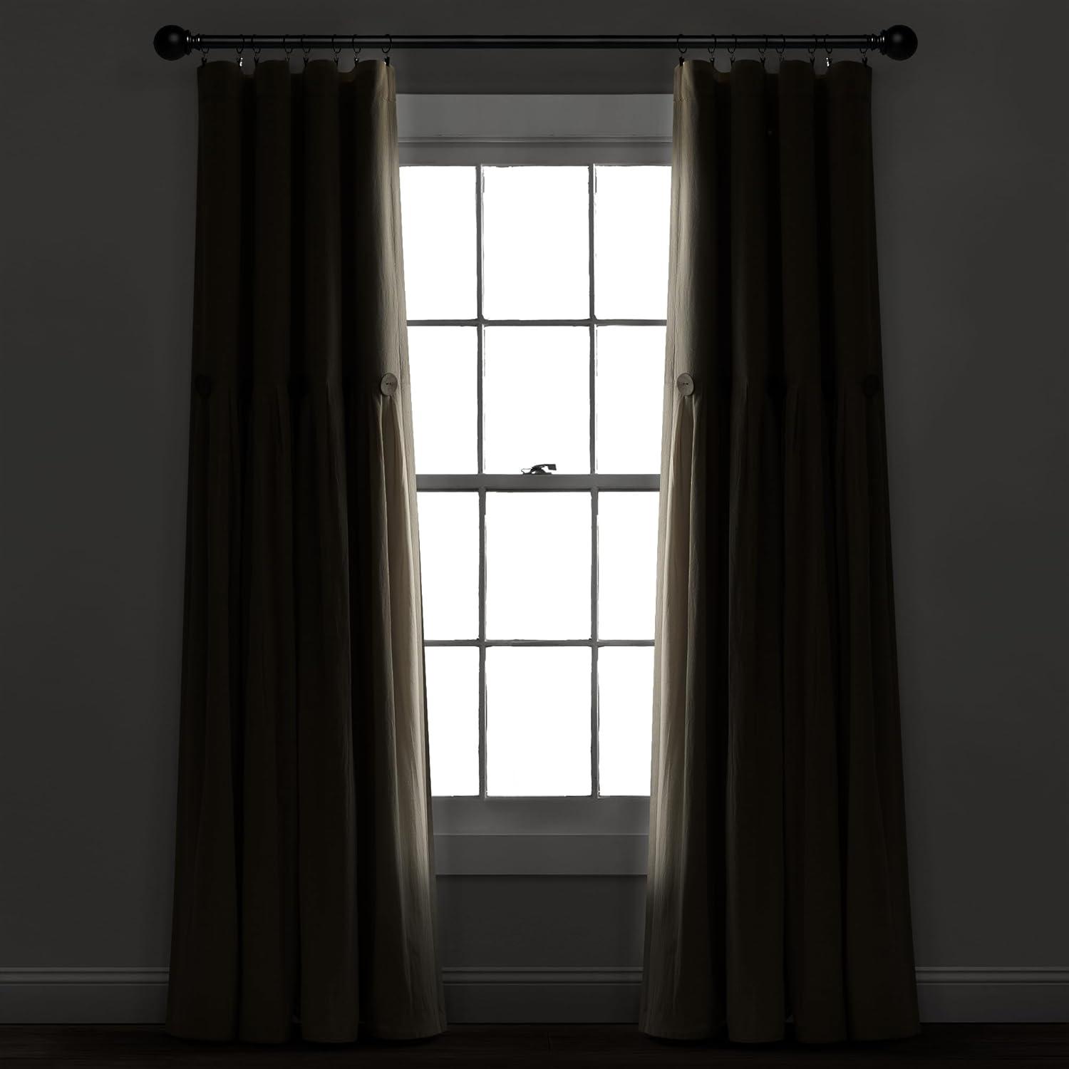 Lush Decor Linen Button Cotton Blend Blackout Thermal Rod Pocket Single Curtain Panel & Reviews | Wayfair