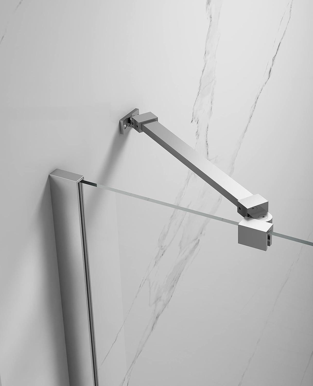 43" W x 58" H Frameless Glass Hinged Bathtub Shower Door with Clear Tempered Glass