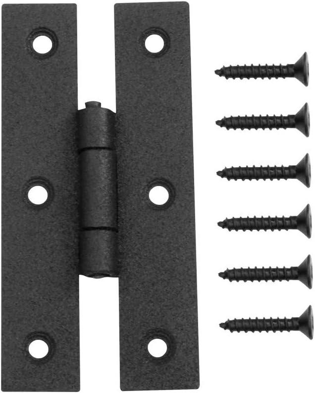 Black H Flush Hinge 3" L Wrought Iron with Hardware