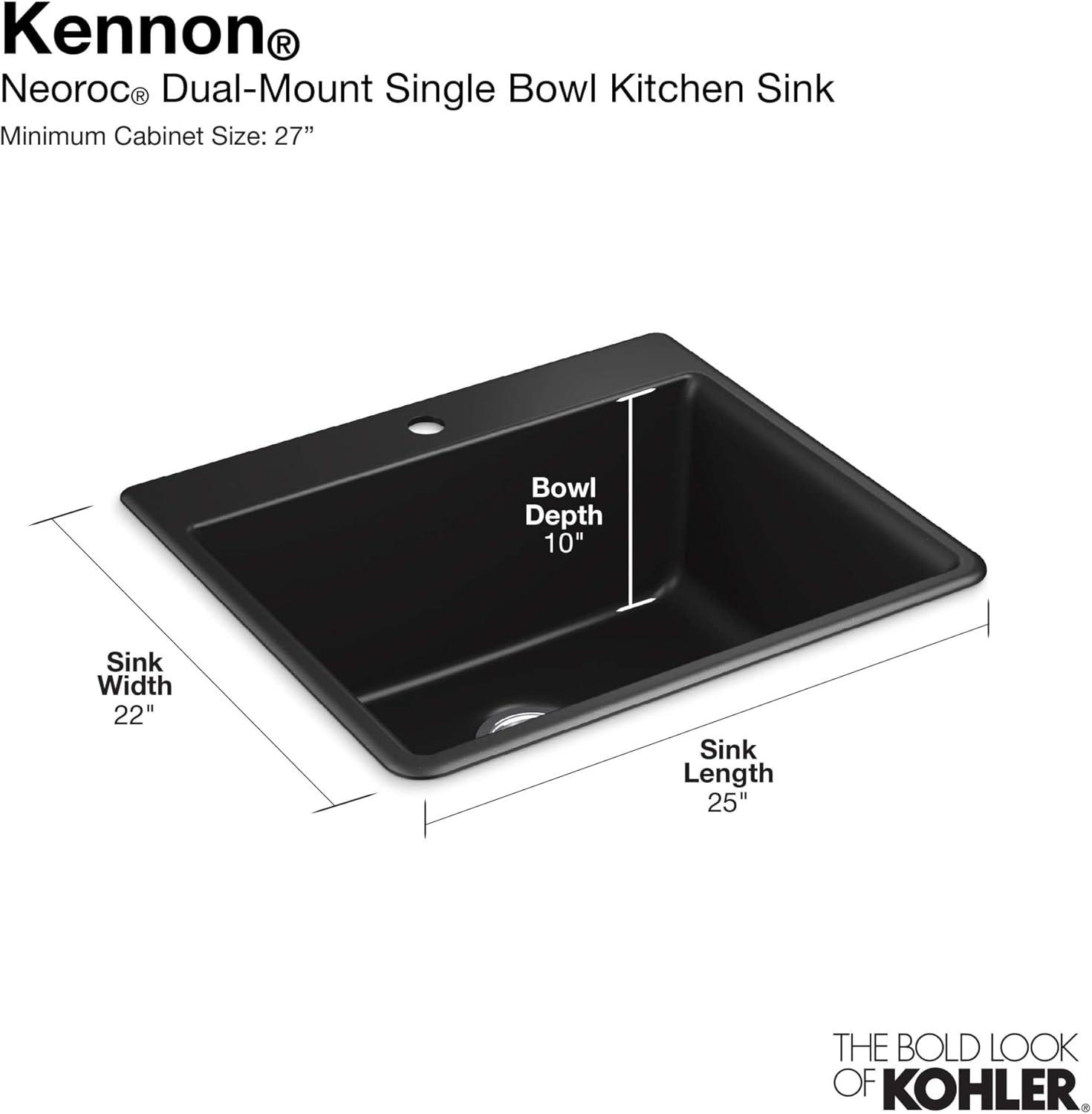 Kennon Neoroc 25" L x 22" W Undermount Kitchen Sink with Sink Grid