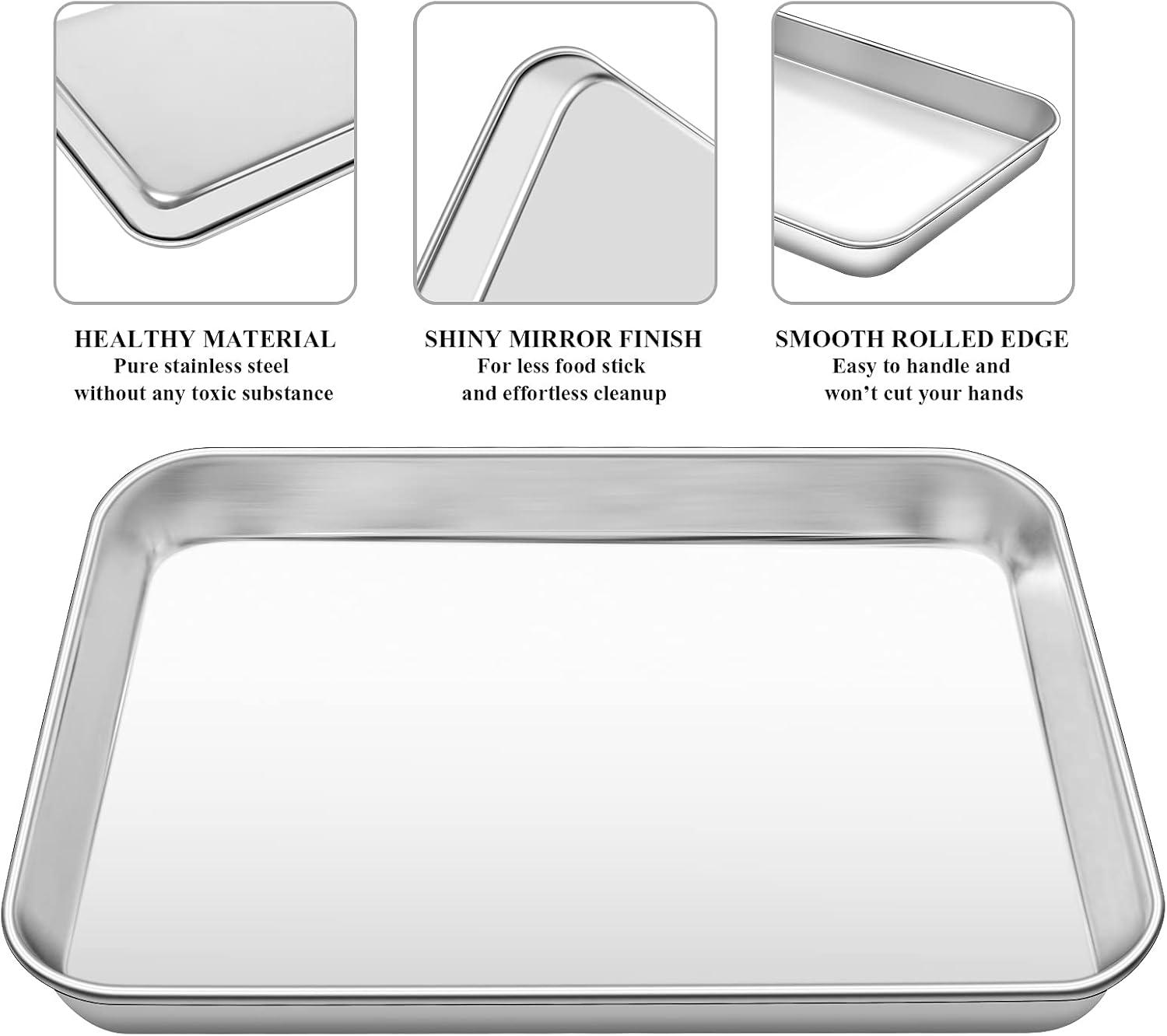 Casewin Baking Sheet with Rack Set 1 Sheet + 1 Rack,Stainless Steel Cookie Sheet with Cooling Rack, Baking Pan Tray with Wire Rack, Healthy & Non Stick & Dishwasher Safe