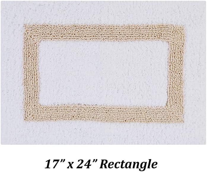 Better Trends Hotel 100% Cotton Tufted Two Tone Reversible Bath Rug 17" x 24" Rectangle - White/Sand