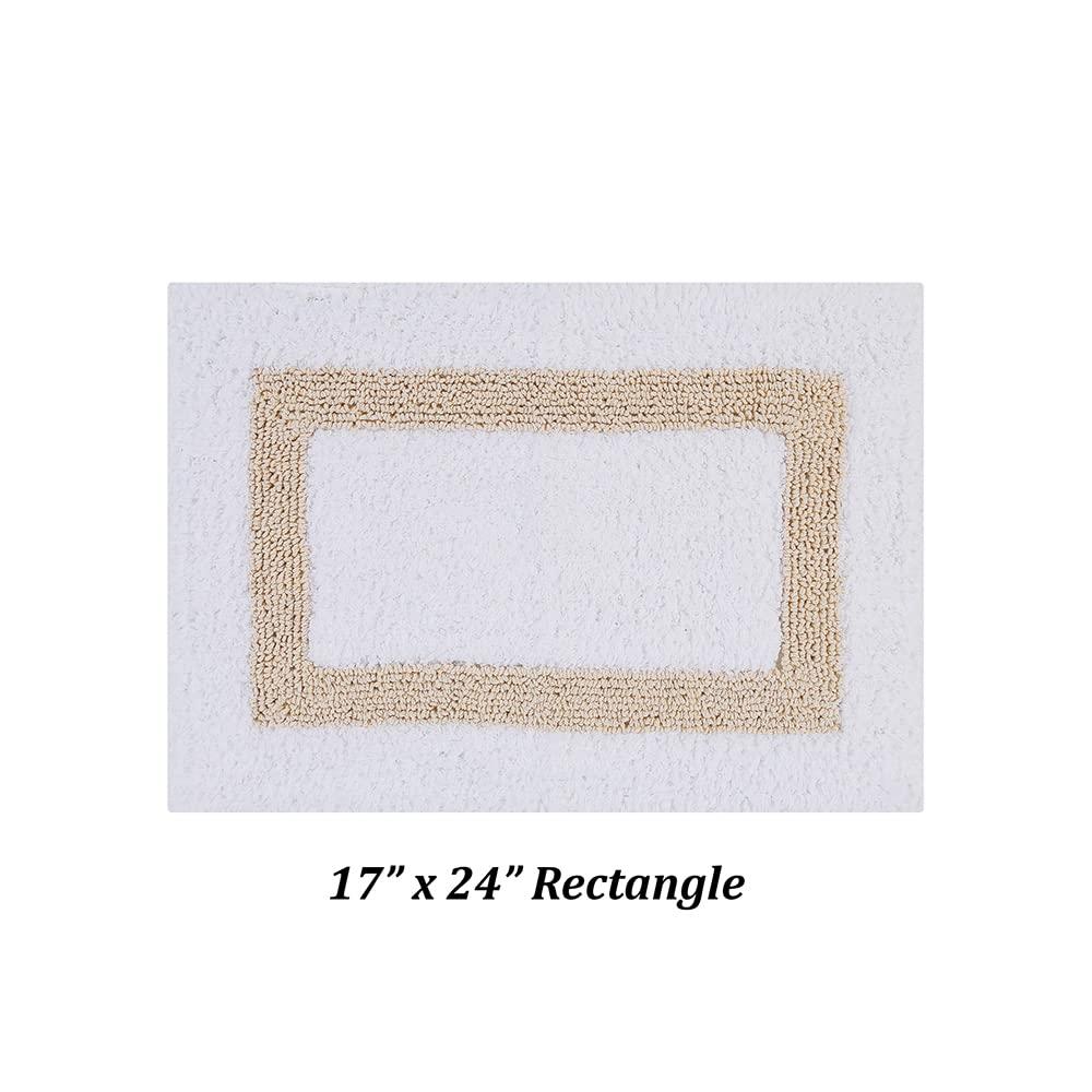 Better Trends Hotel 100% Cotton Tufted Two Tone Reversible Bath Rug 17" x 24" Rectangle - White/Sand