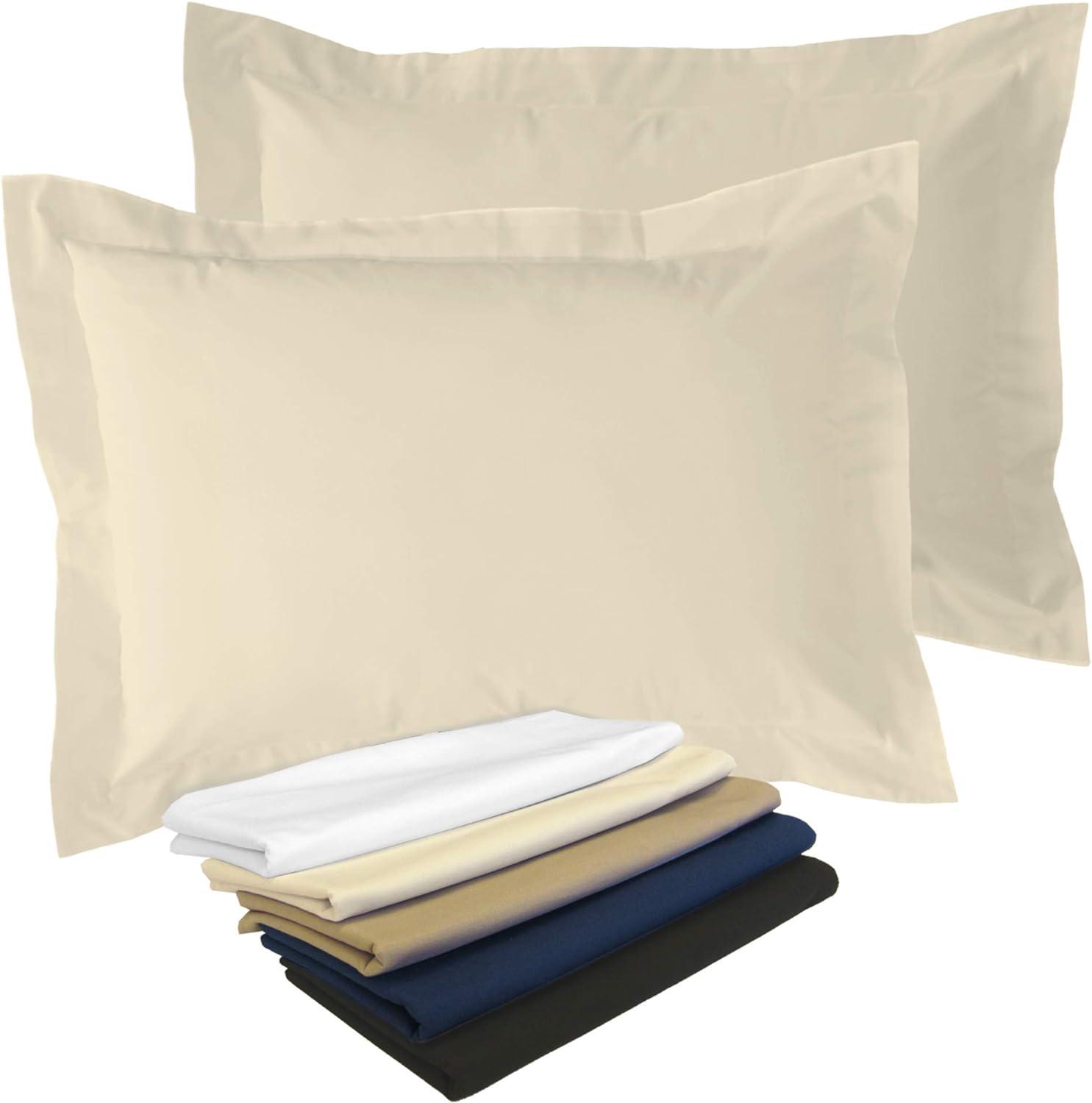 Ivory Cotton-Polyester Embroidered Standard Pillow Shams, 2-Pack