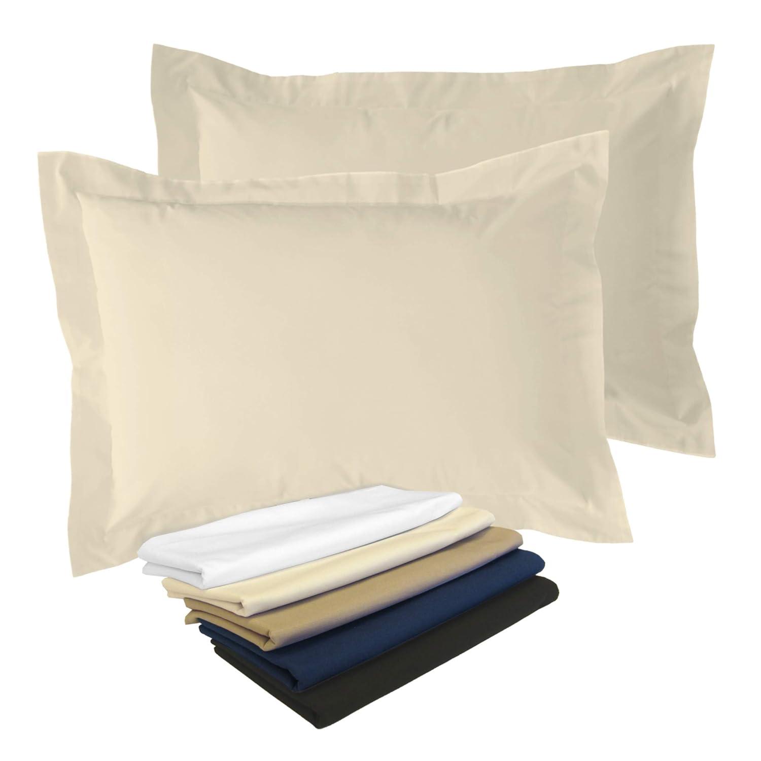 Cotton Delight Standard Pillow Shams Set of 2 - Ivory 100% Natural Cotton, 600 Thread Count Premium Covers With 2 Inch Flange, 20 x 26 Inch