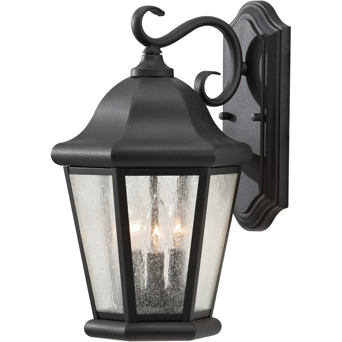 Feiss Sea Gull Lighting OL5902BK Martinsville Large Three Light Outdoor Wall Lantern, Black, 10"W x 17"H