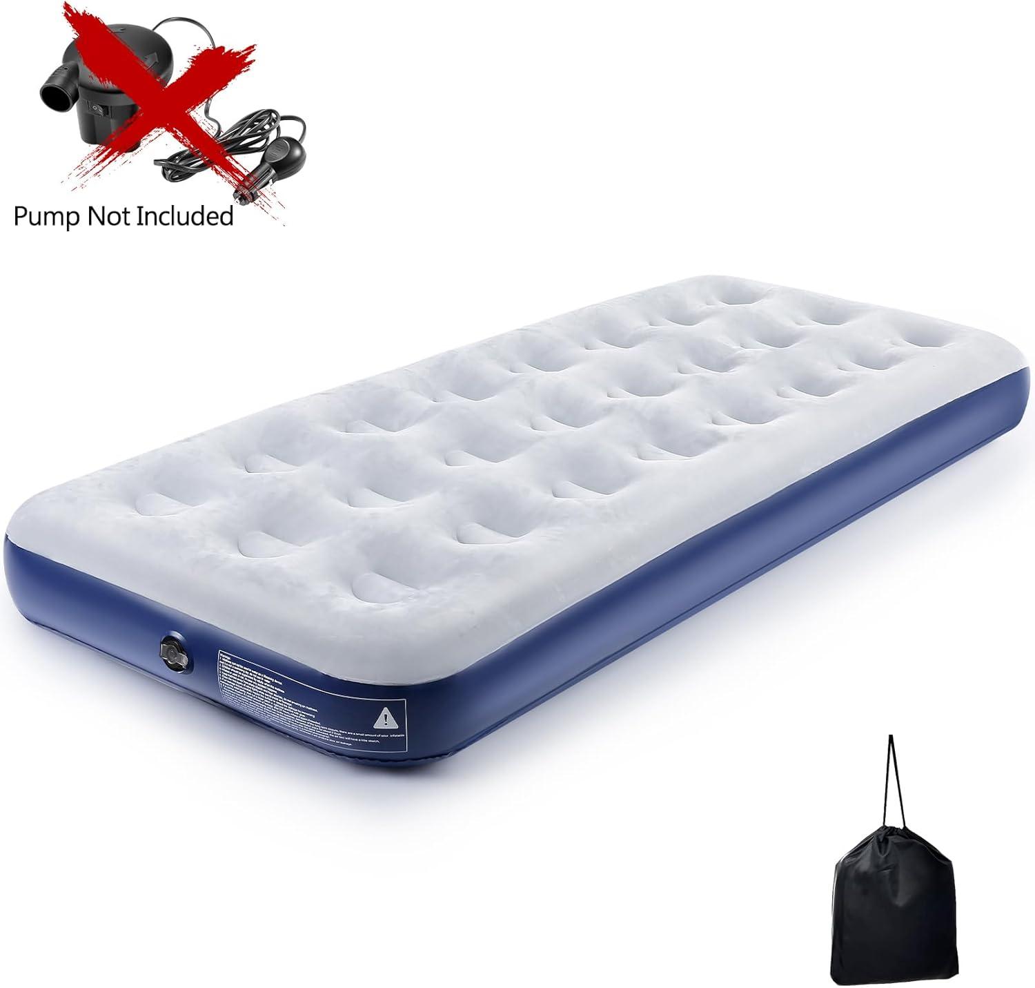 Premium Flocked Fabric Waterproof Inflatable Camping Air Mattress