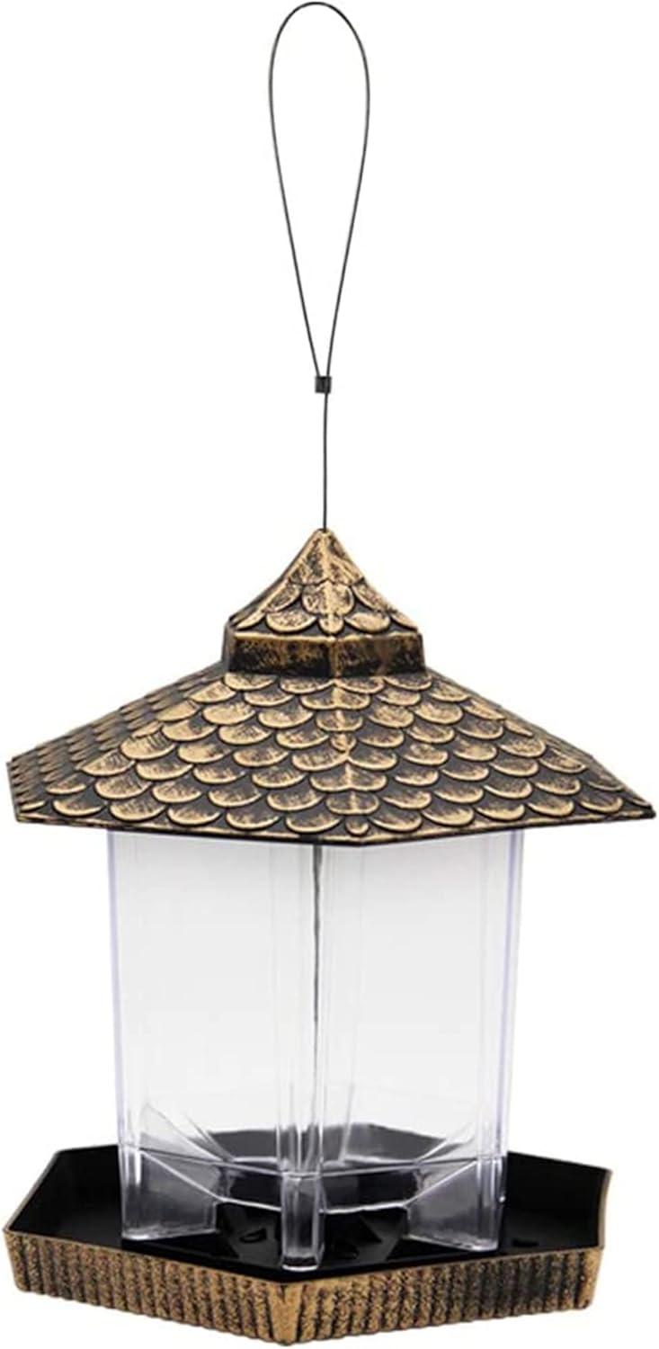 Twinkle Star Wild Bird Feeder Hanging for Garden Yard Outside Decoration, Hexagon Shaped with Roof