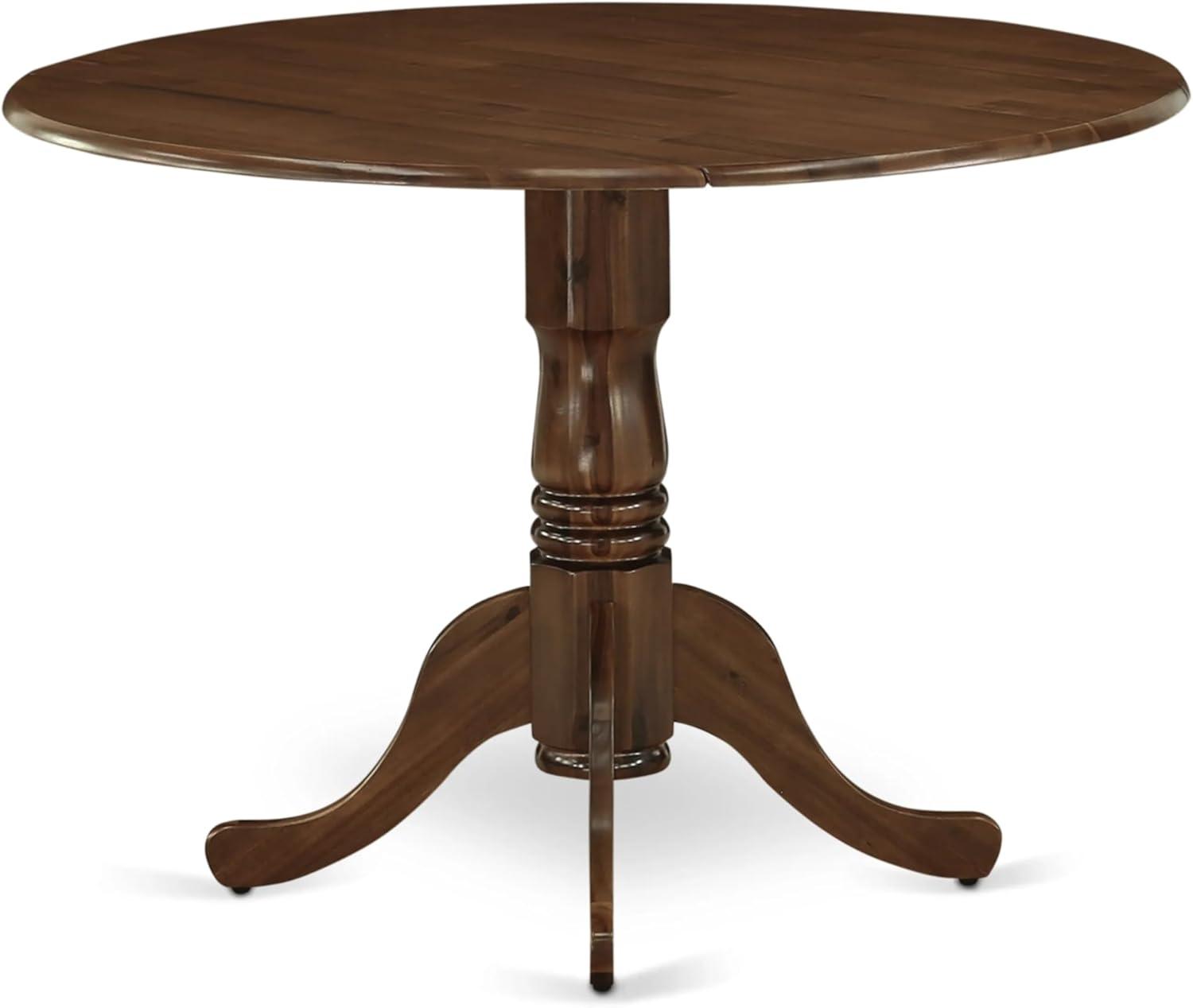 East West Furniture 3 Piece Dining Set Consists of a Round Kitchen Table with Dropleaf