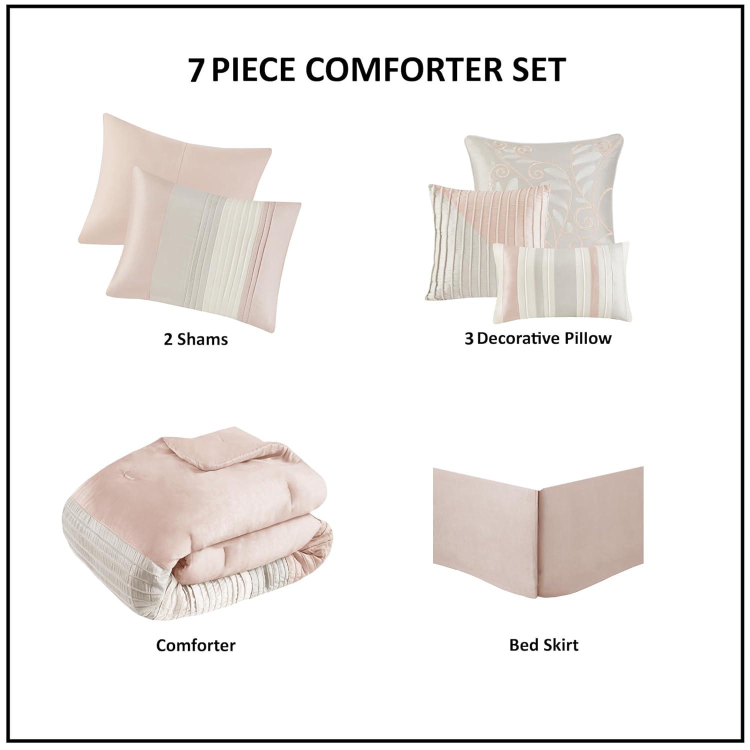 Madison Park Amherst 7 Piece Striped and Pleated Comforter Set