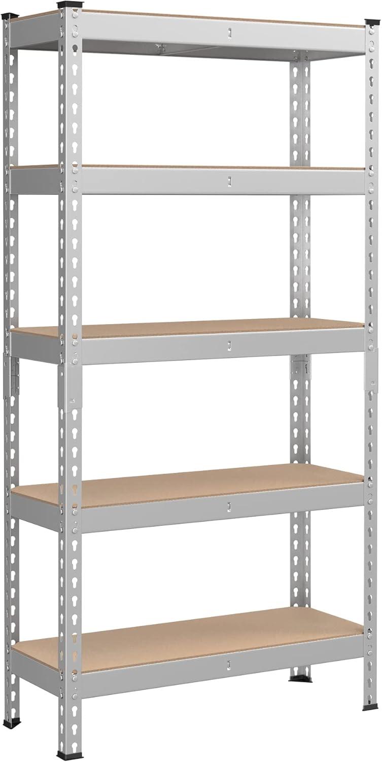 Silver 5-Tier Adjustable Steel Garage Shelving Unit