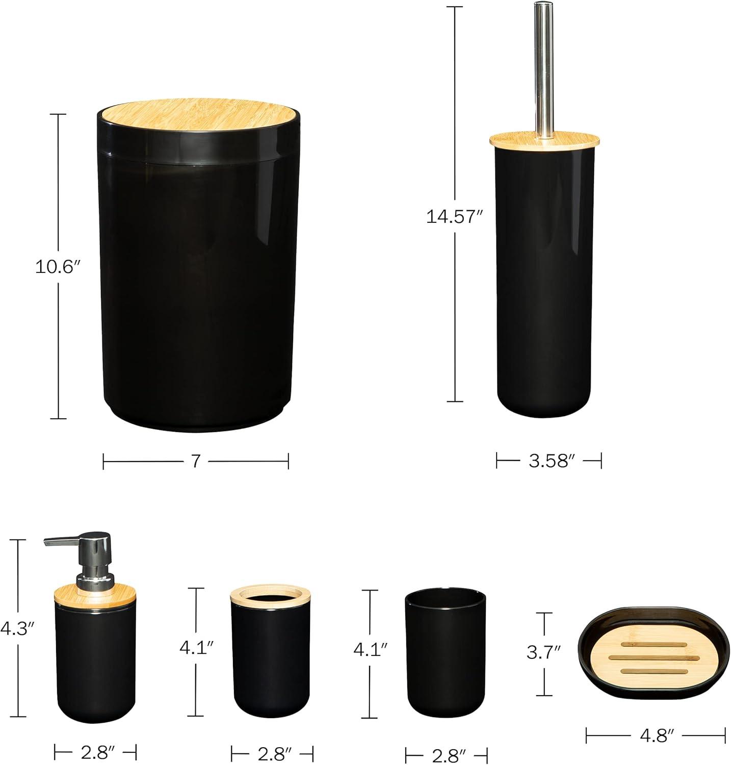 Home-Complete 6-Piece Complete Bathroom Accessories Set (Black)