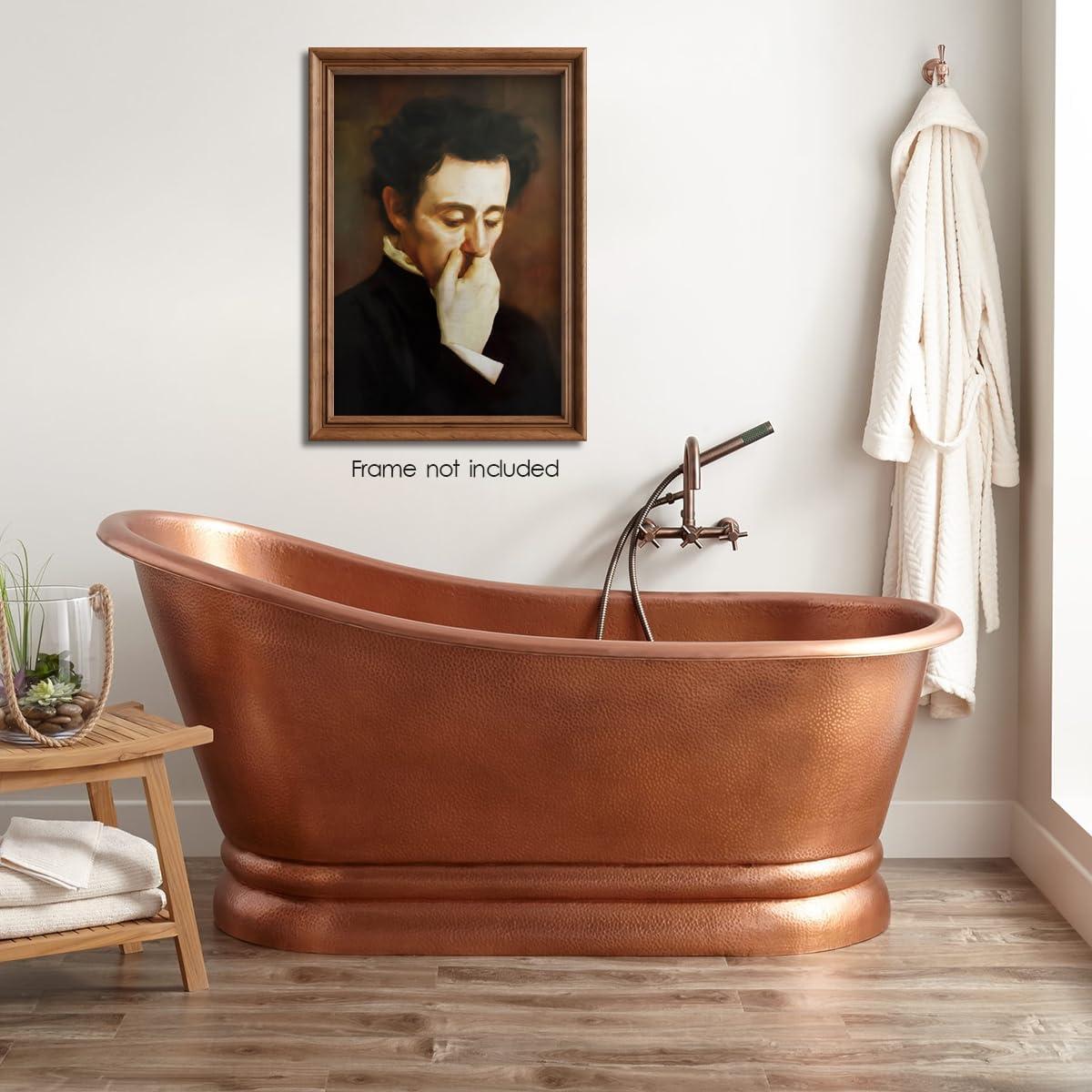 JDNWKBBS Funny Bathroom Canvas Wall Art Humorous Classical Oil Painting Man Covering Nose Posters Vintage Toilet Pictures Prints Rustic Farmhouse Wall Decor for Bathroom Restroom 12x16in Unframed