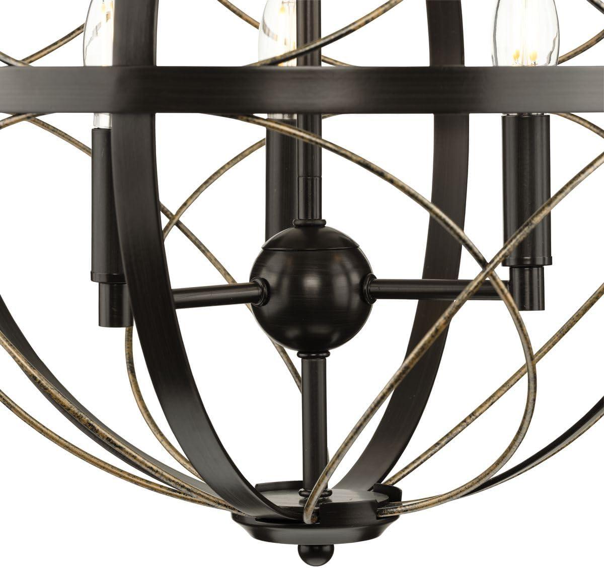 Progress Lighting Brandywine 3-Light Pendant, Antique Bronze, Steel, Farmhouse/Transitional, Hand-Gilded Wire Accents