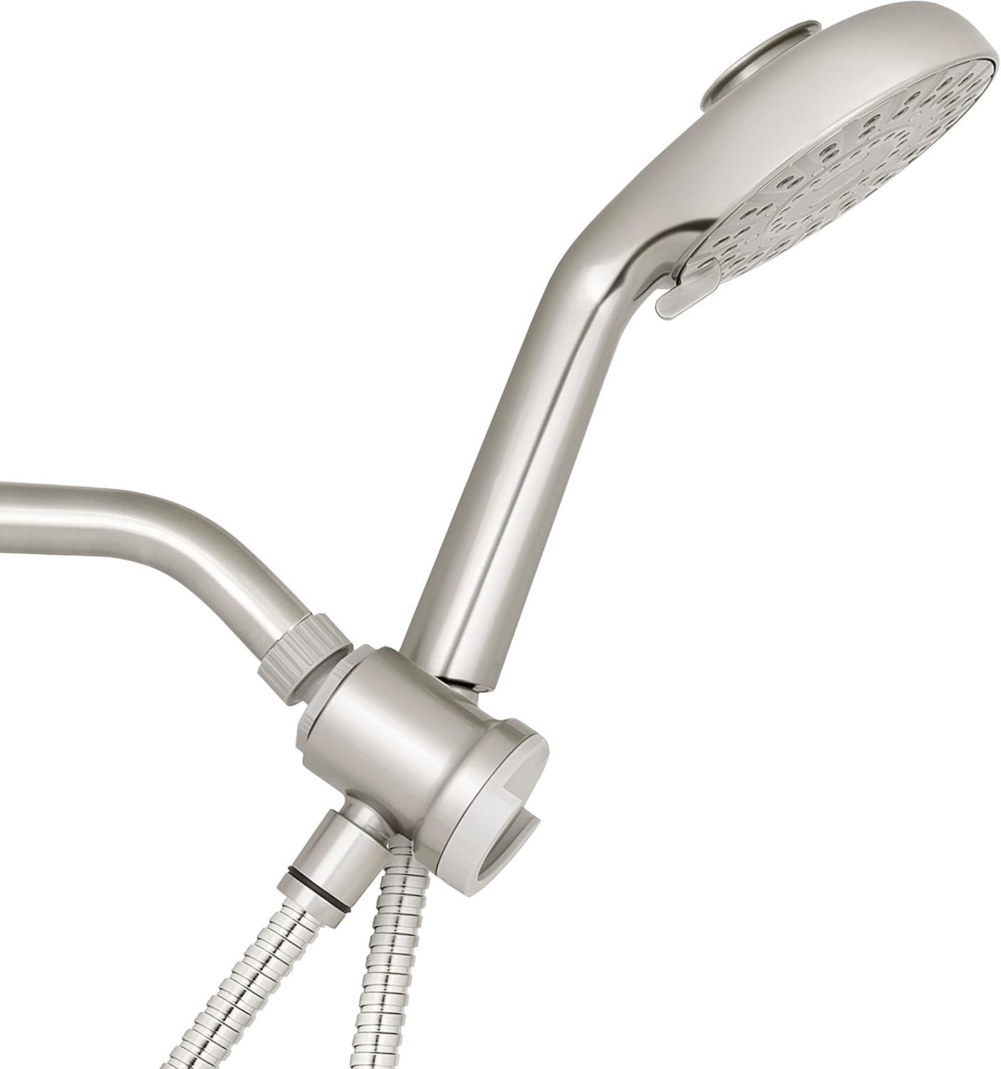 Waterpik Magnetic Dual Dock Adjustable Height Hand Held Shower Head With 5-Foot Metal Hose and PowerPulse Shower Massage, Brushed Nickel QMP-869ME