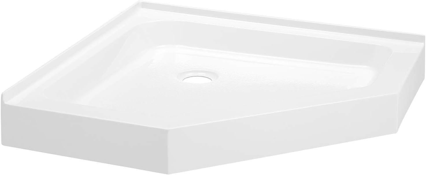 Voltaire 36" x 36" Acrylic White, Single-Threshold, Center Drain, Neo-angle Shower Base