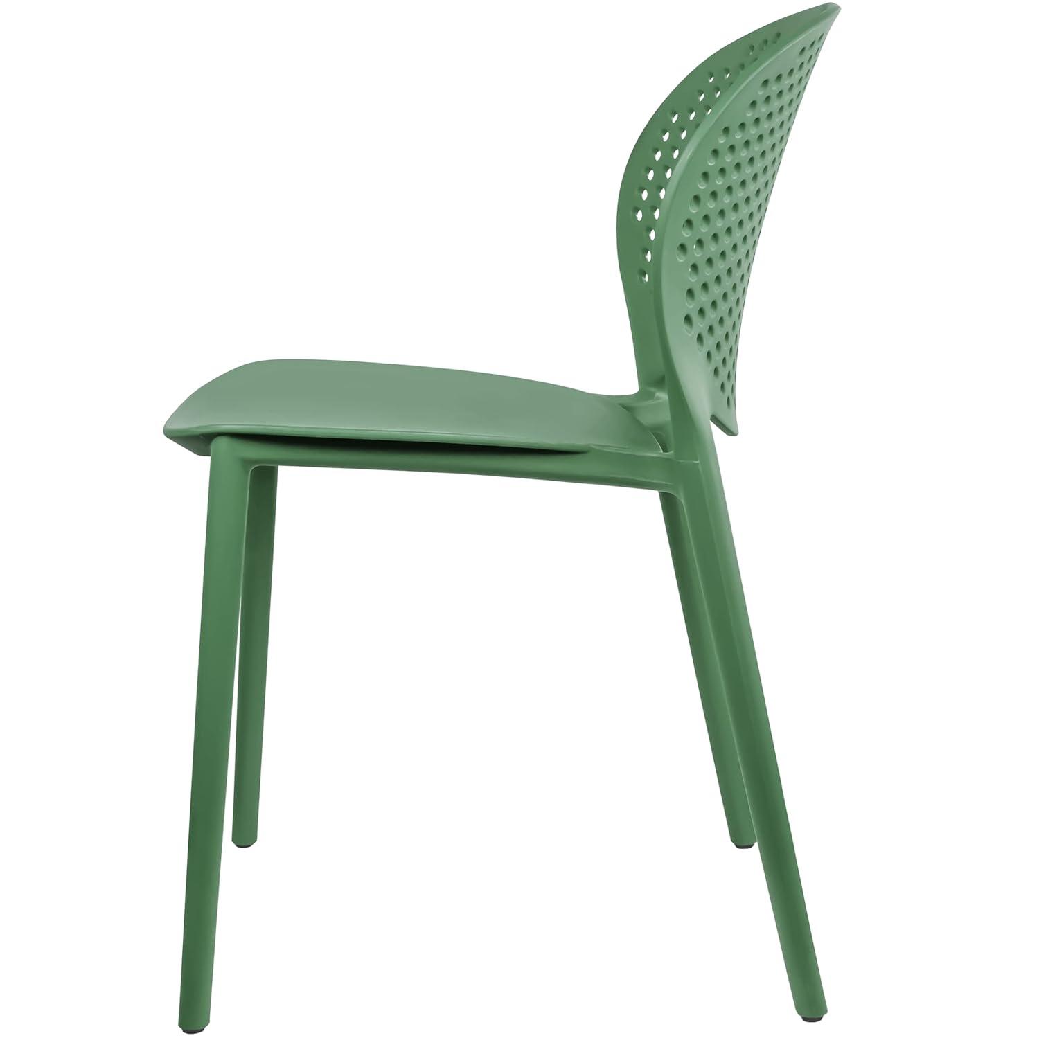 2xhome Set of 2 Modern Pool Patio Chairs, Contemporary Plastic Armless Dining Accent Side Chairs for Indoor or Outdoor Use, Teal