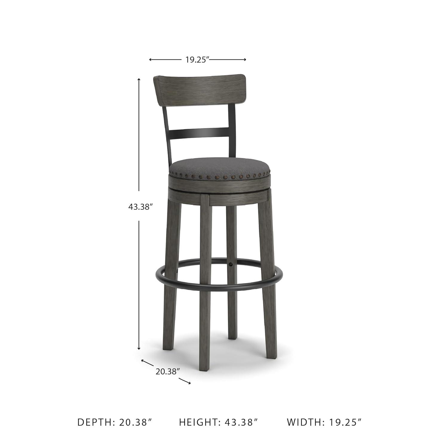 Caitbrook Barstool Gray - Signature Design by Ashley: Antiqued Finish, Swivel, Nailhead Trim