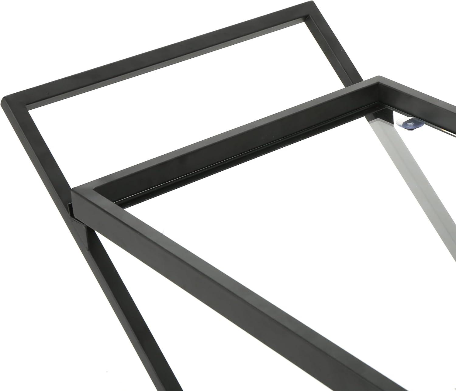 GDF Studio Sheri Indoor/Outdoor Industrial Iron Bar Cart with Tempered Glass Shelves, Black