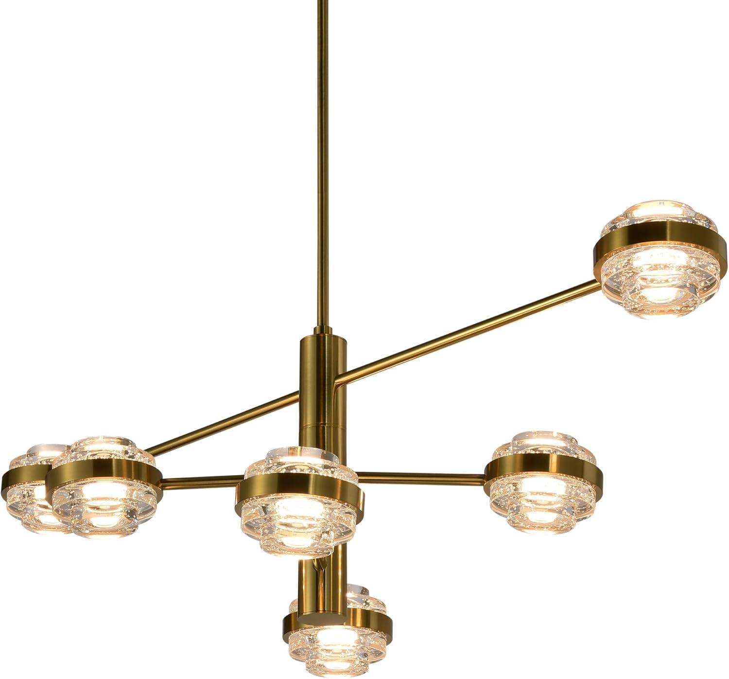 Milano 40" Antique Brass and Crystal LED Chandelier