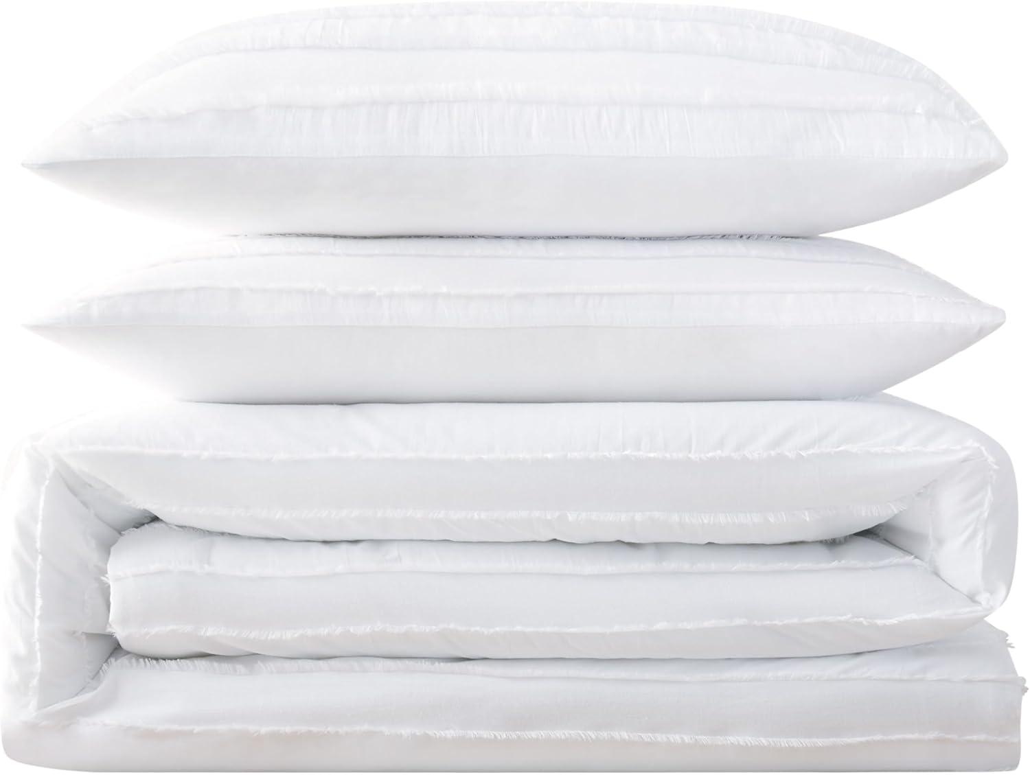 Carlisle White Cotton Full/Queen Duvet Cover Set