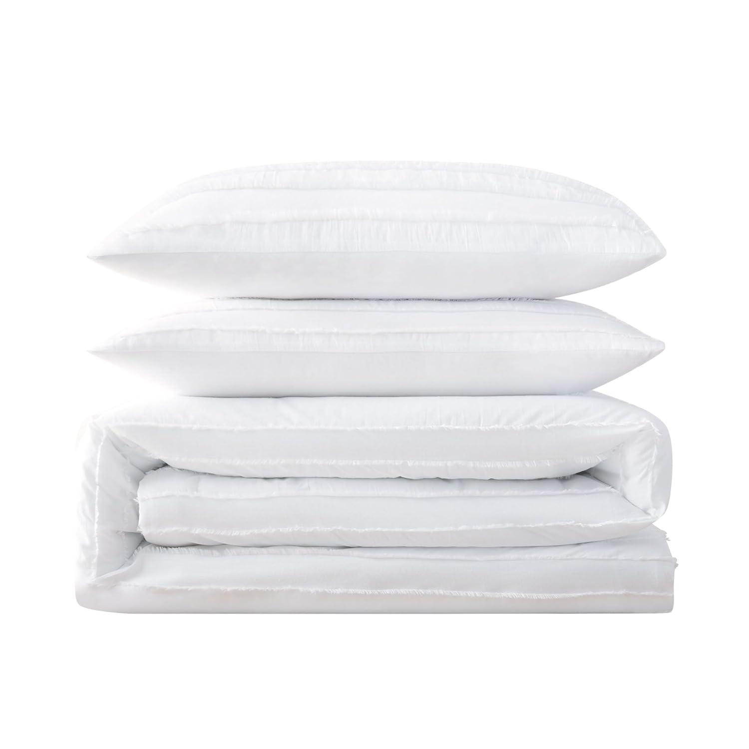 Carlisle White Cotton Full/Queen Duvet Cover Set