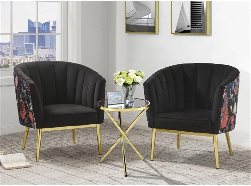 ACME Colla Accent Chair, Black Velvet & Gold 59817