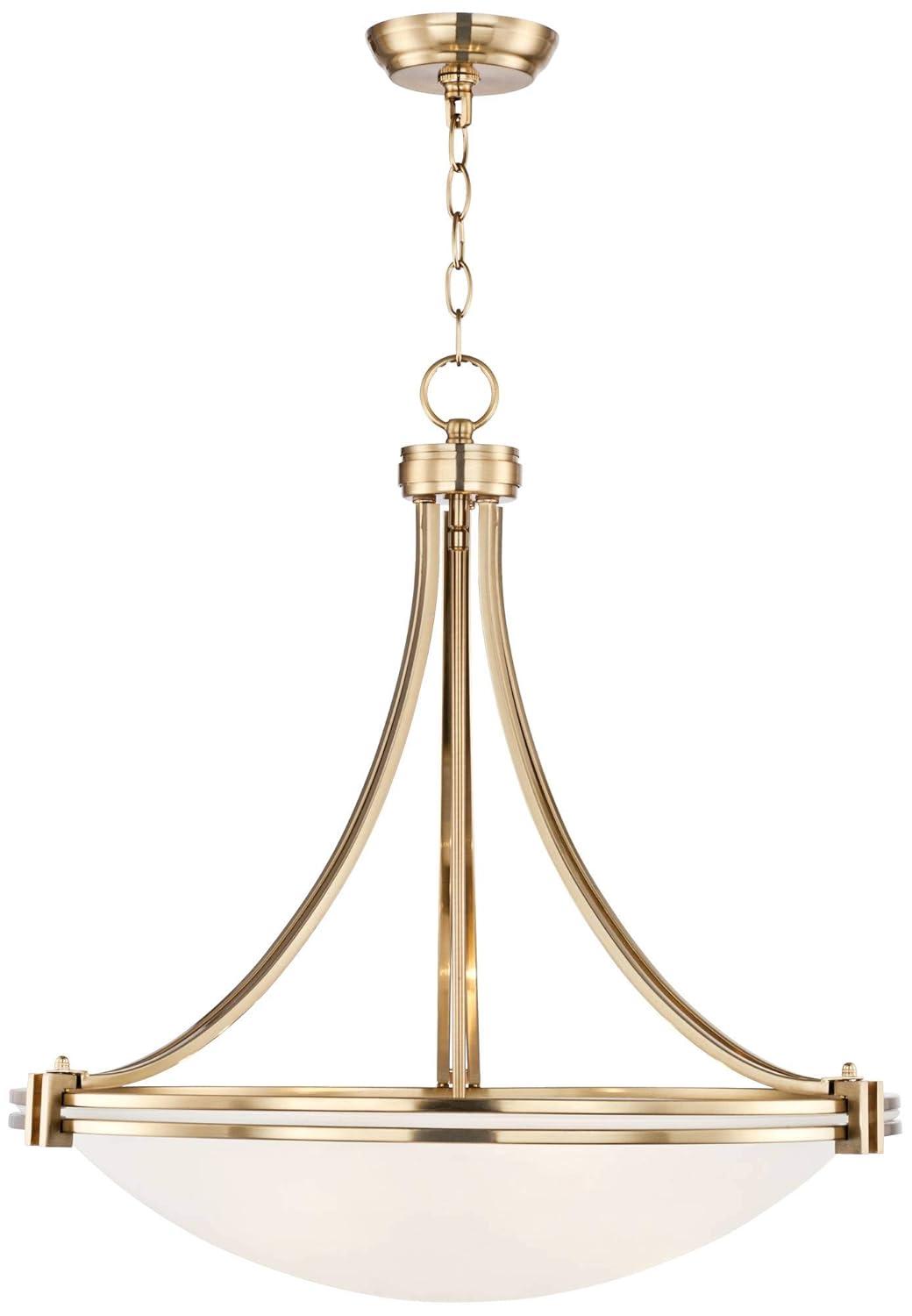 Possini Euro Design Deco Warm Brass Pendant Chandelier 21 1/2" Wide Modern White Marbled Bowl Glass 3-Light Fixture for Dining Room Kitchen Island