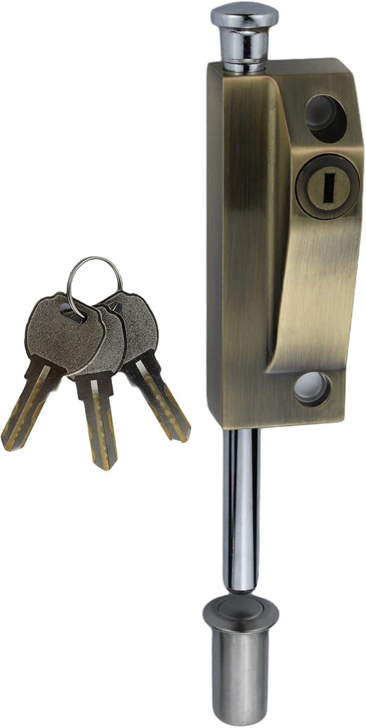 Spring Loaded Latch pin Heavy Duty Sliding Bolt Marine Grade 2025 Update,Barrel Bolt Thickened Vertical Latch Door Lock Cane Bolts for Gates Garage barn Double Door (Bronze Retro)