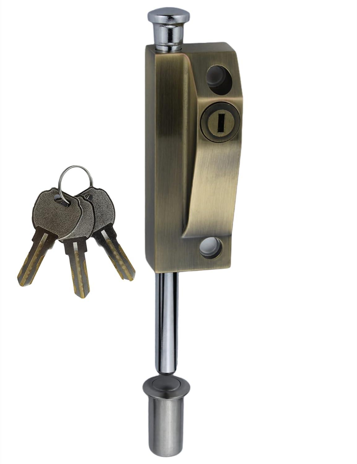 Spring Loaded Latch pin Heavy Duty Sliding Bolt Marine Grade 2025 Update,Barrel Bolt Thickened Vertical Latch Door Lock Cane Bolts for Gates Garage barn Double Door (Bronze Retro)